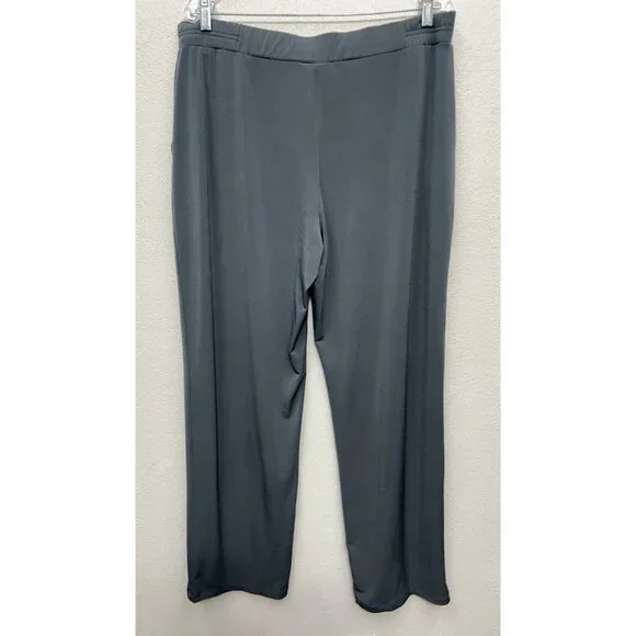 Susan Graver Liquid Knit Pull-On Pants Size Large Grey Elastic Waist Office - Picture 2 of 9